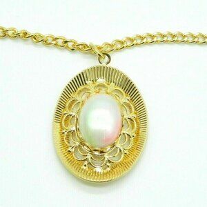 Pcraft Pink Pastel Faux Pearl Gold Tone Medallion